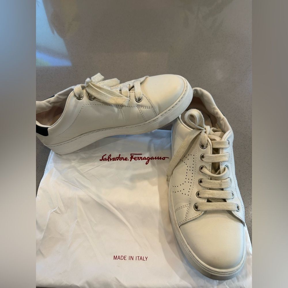 Salvatore Ferragamo White Sneakers Womens size 7